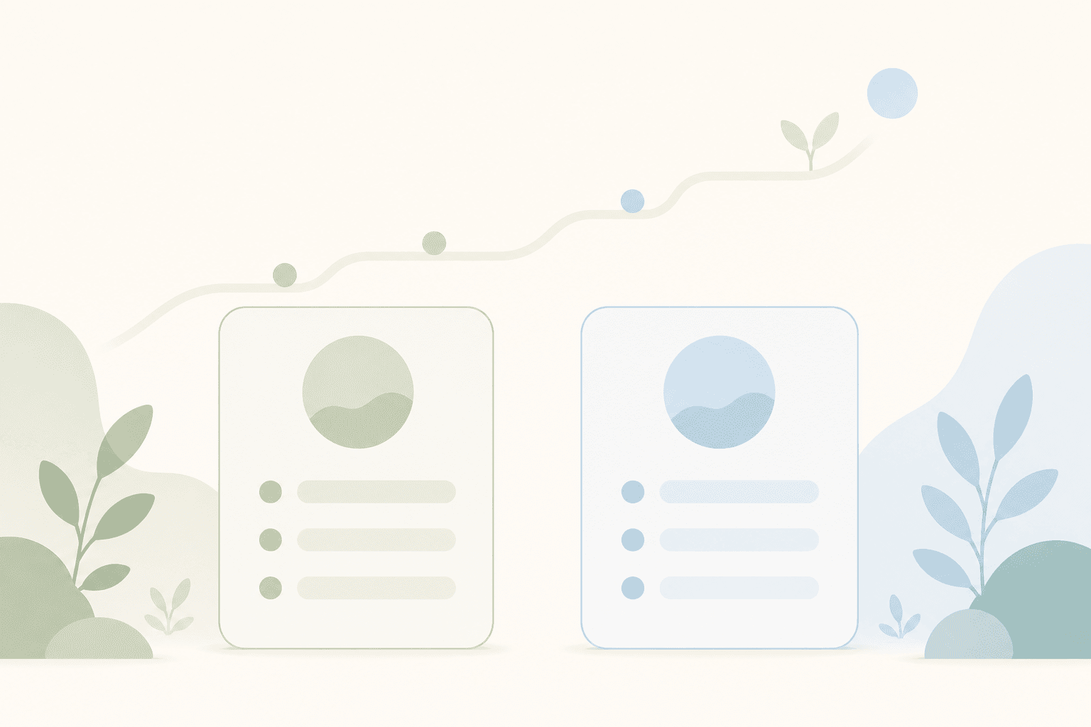 Abstract illustration of two balanced tiers on a calm forward path